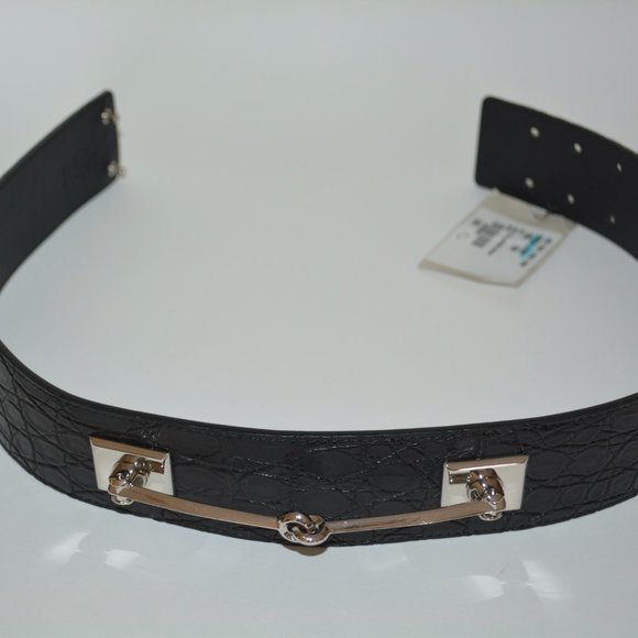 NWT GUCCI CROCODILE HORSEBIT WAIST BELT main image 6